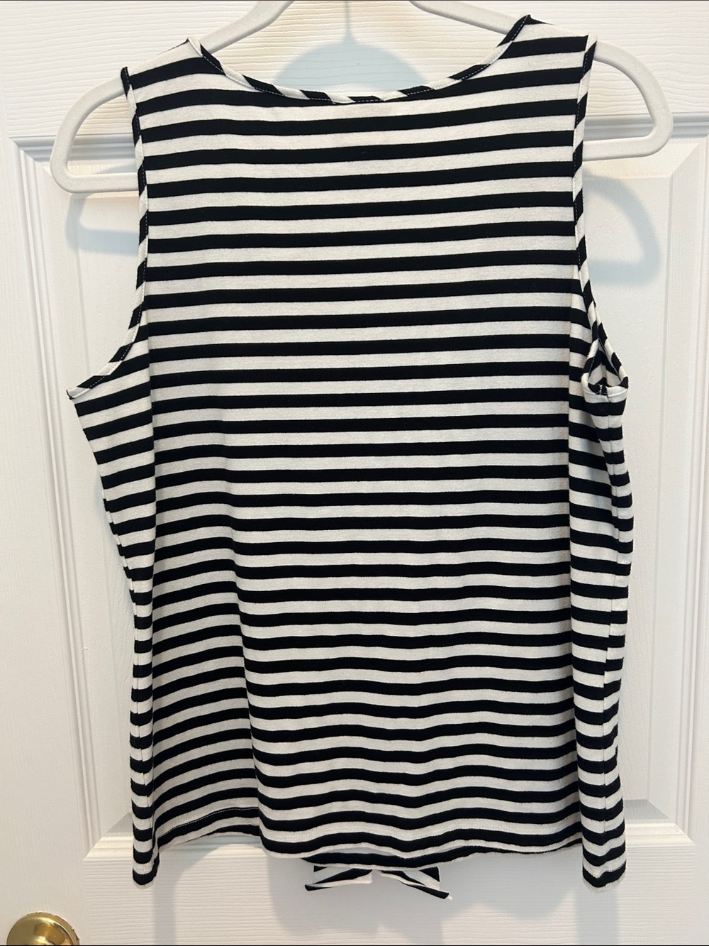 Ruby Rd. Black & White Striped Ruffle Front Tank - Picture 2 of 3